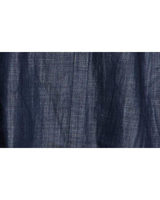 Sanctuary Blue Personal Best Shirred Button-Up Shirt