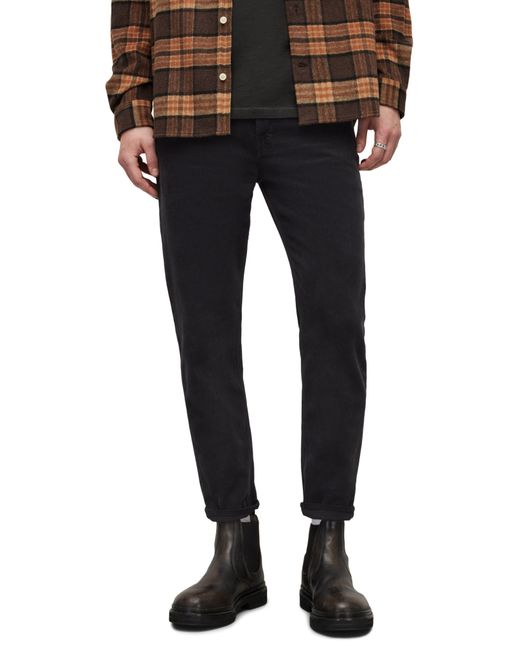 AllSaints Jack Crop Tapered Corduroy Jeans in Black for Men | Lyst