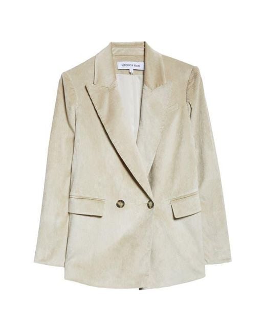 Veronica Beard Natural Sevyn Corduroy Double Breasted Dickey Jacket