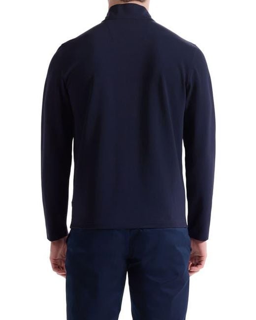 Bugatchi Blue Solid Quarter Zip Pullover for men