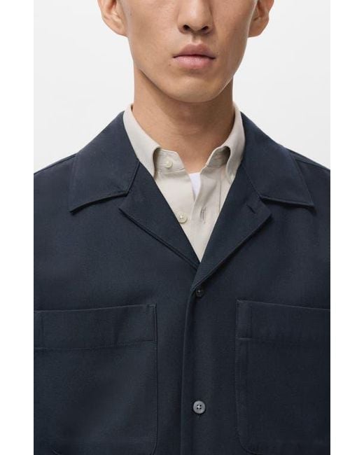 Mango Blue Regular Fit Overshirt for men