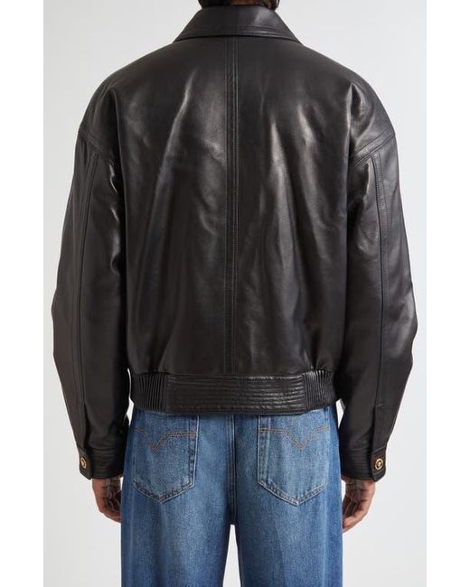 Versace Black Plongé Leather Blouson Jacket for men