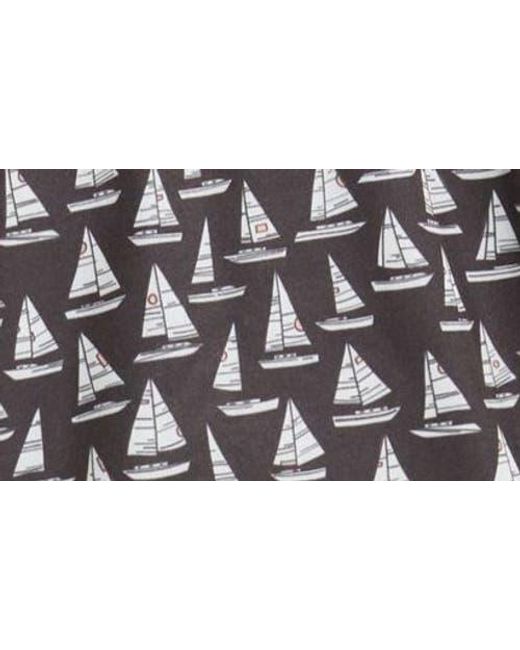 Stone Rose Black Sailboat Print Swim Trunks for men
