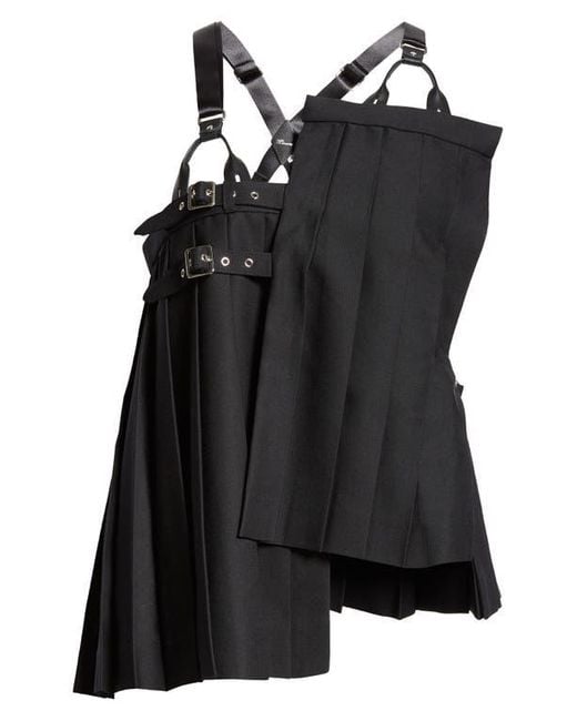 Noir Kei Ninomiya Asymmetric Pleated Wool Gabardine Harness Top in