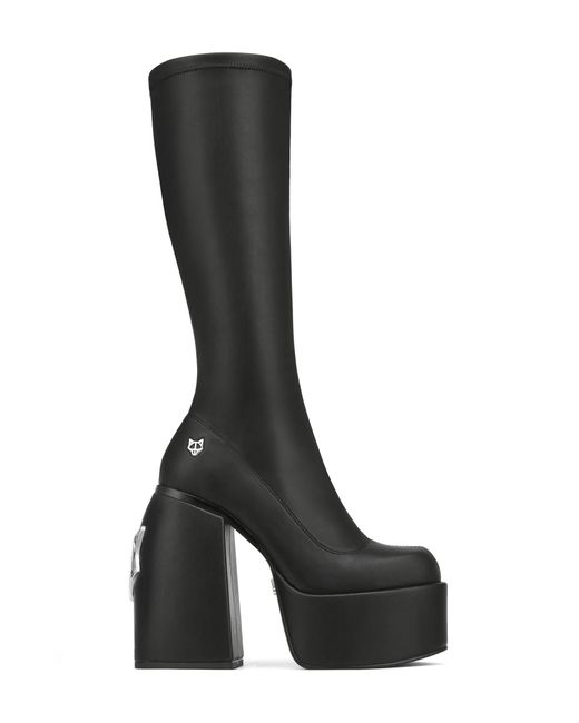 Naked Wolfe Black Spice Faux-leather Knee-thigh Heeled Boots