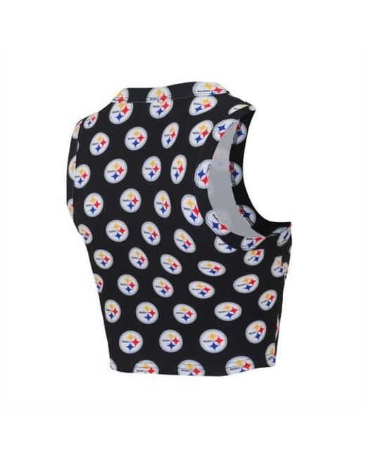 Concepts Sport Black Pittsburgh Steelers Gauge Allover Print Cropped Tank Top & Shorts Sleep Set