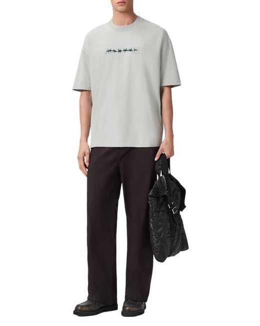 AllSaints Gray Deterent Cotton Graphic T-Shirt for men