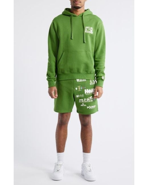 BBCICECREAM Green Whm Cotton Graphic Shorts for men