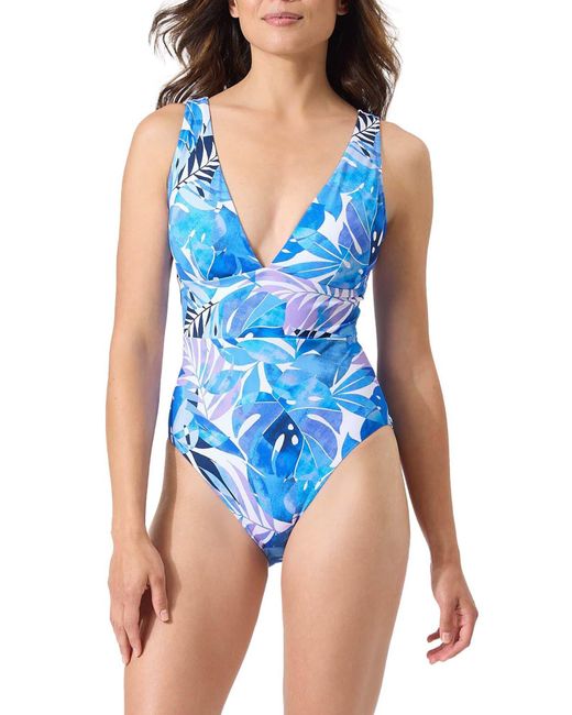 Tommy Bahama Blue Palm Modern Palma One-piece Swimsuit