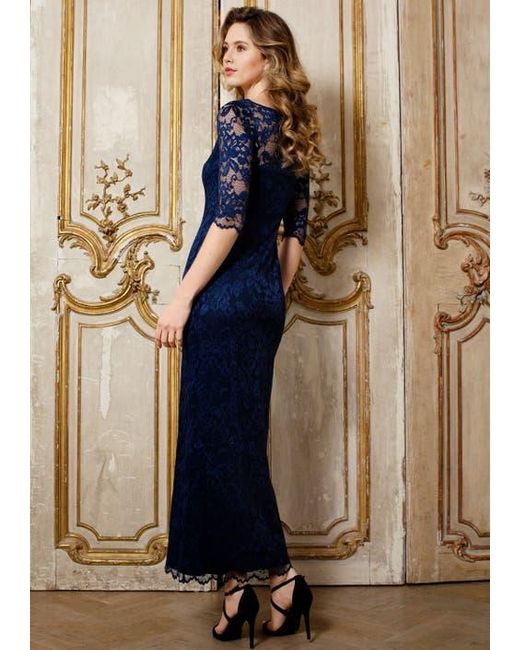 Alie Street London Blue Lila 3/4 Sleeve Lace Maxi Gown