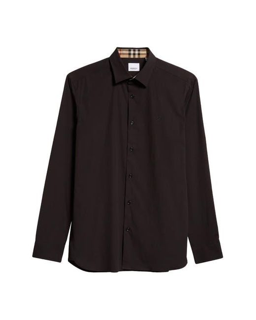 Burberry Black Sherfield Equestrian Knight Stretch Cotton Poplin Button-Up Shirt for men