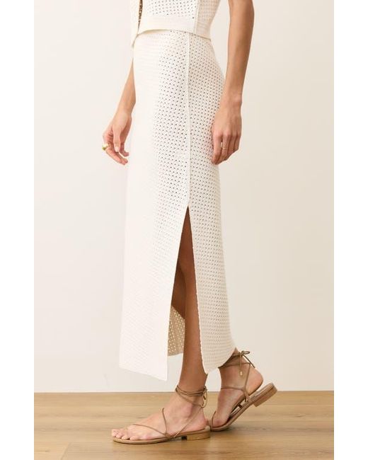 Marine Layer Natural Sands Open Stitch Midi Sweater Skirt