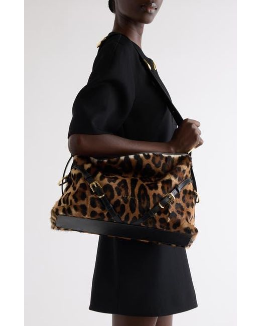 Givenchy Black Medium Voyou Genuine Calf Hair Hobo Bag