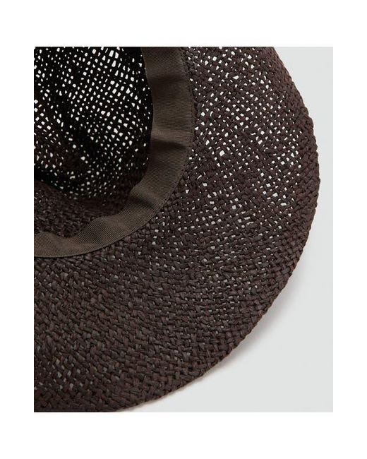 Mango Black Straw Hat With Shells
