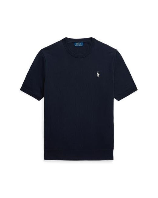 Polo Ralph Lauren Blue Short Sleeve Cotton Crewneck Sweater for men