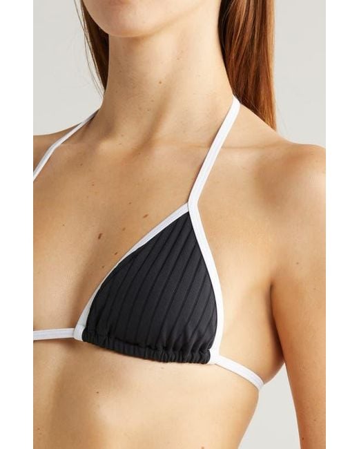Solid & Striped Black Iris Rib Bikini Top