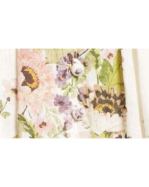 Zimmermann Multicolor Halliday Floral Long Sleeve Linen Minidress