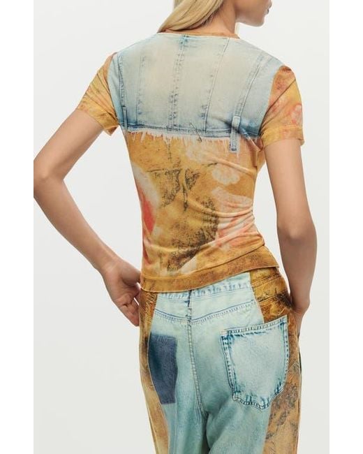 Desigual Multicolor Patchwork Pattern T-Shirt