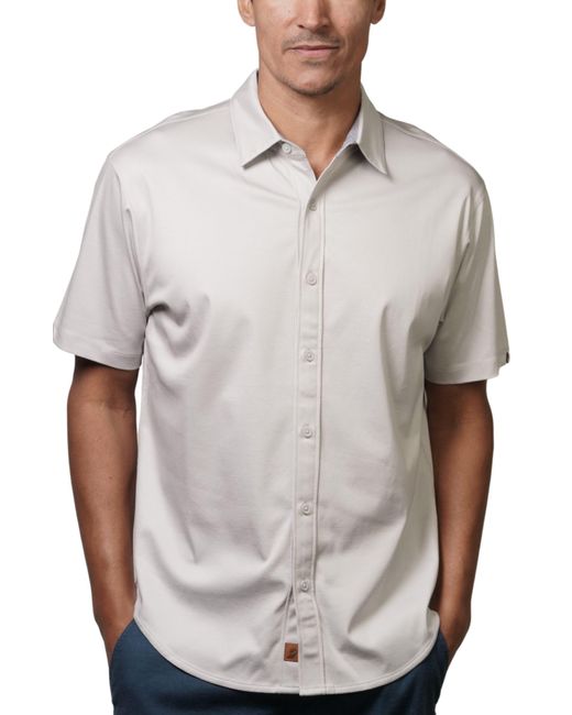 Fundamental Coast Gray Big Wave Short Sleeve Button-up Shirt for men