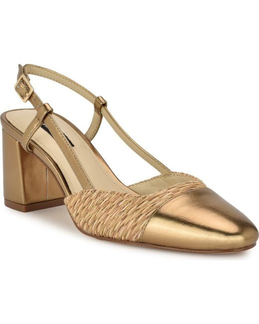 Nine West Metallic Unda Slingback Cap Toe Pump