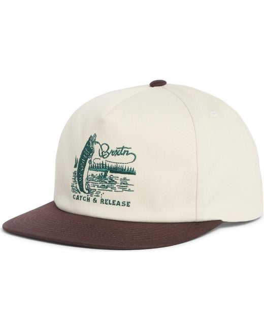 Brixton White Catch & Release Snapback Baseball Cap for men