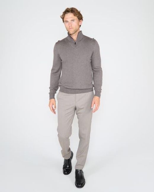Lords of Harlech Gray Quest Fully Fashioned Quarter-Zip Merino Sweater for men