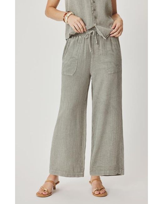 Splendid Gray Ava Cotton Gauze Drawstring Pants