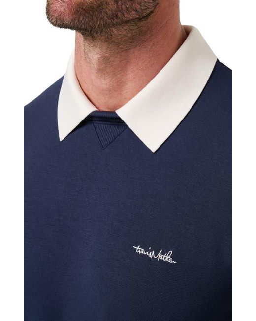 Travis Mathew Blue Amenities Collared Sweatshirt for men