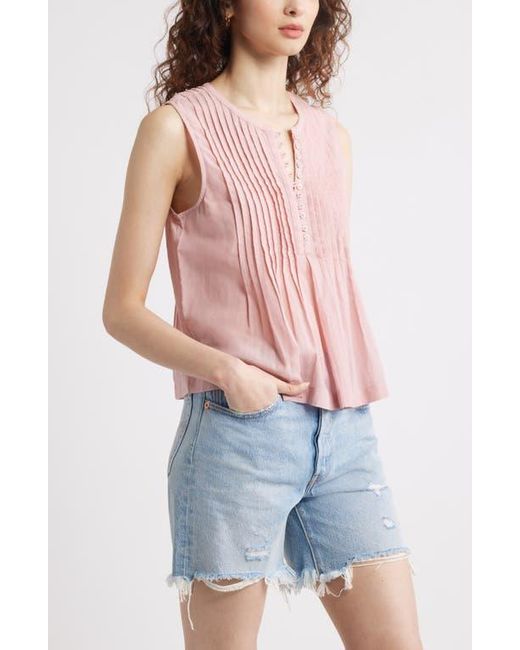 Treasure & Bond Red Pintuck Cotton Blend Tank