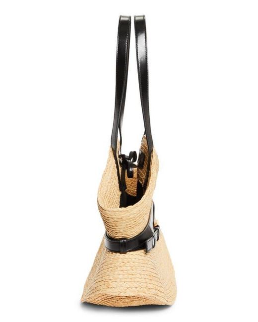 Balmain Black Medium Shuffle Raffia Tote