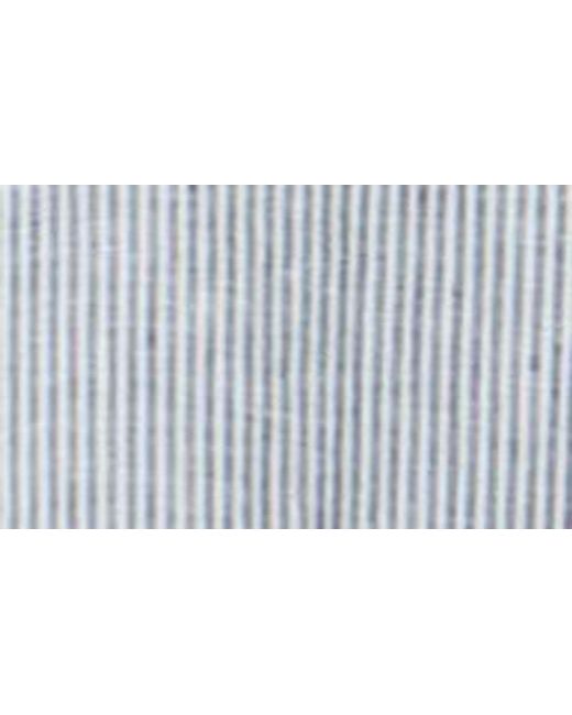 Nordstrom Gray Stripe Long Sleeve Linen Woven Button-Up Shirt for men