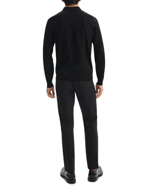 Theory Black Goris Long Sleeve Polo for men