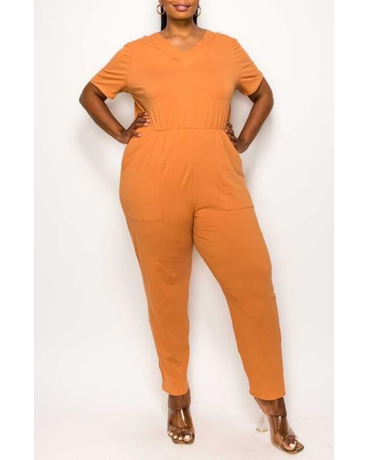 L I V D Orange Gineva Pocket V-Neck Jumpsuit