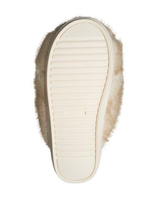 Steve Madden Natural Poof Faux Fur Slipper