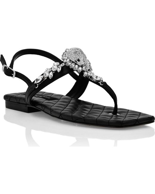 Philipp Plein Black Flat Sandals