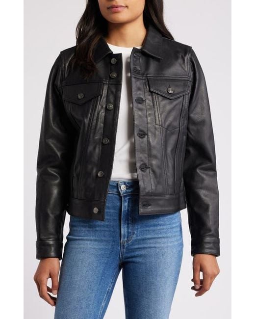 Schott Nyc Black Leather Trucker Jacket