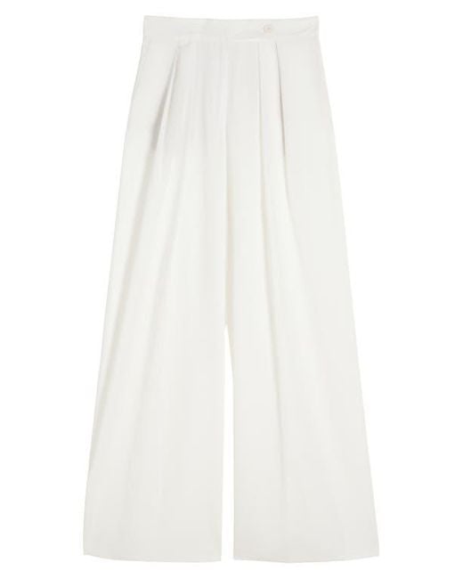 Dries Van Noten White Pamplona Pleated Wide Leg Trousers