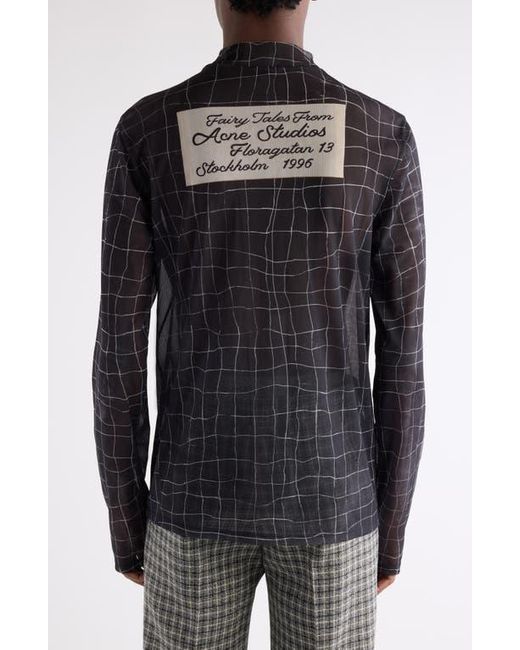 Acne Black Elway Suit Trompe L'Oeil Print Long Sleeve Mesh T-Shirt for men