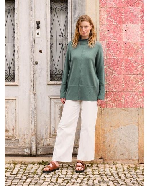 Celtic & Co. Green Drape Funnel Neck Sweater