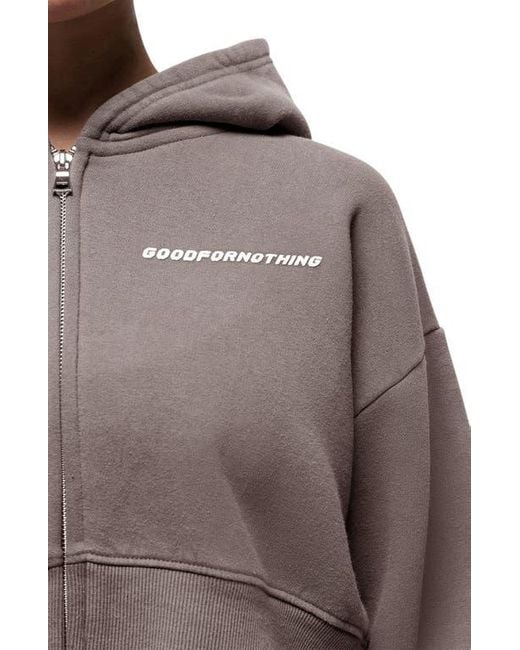 Good For Nothing Brown Vintage Taupe Crop Zip Hoodie