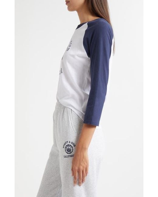 Sporty & Rich Blue California Emblem Graphic Baseball T-Shirt