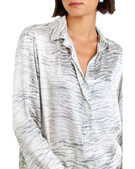 Bella Dahl White Zebra Print Button-Up Blouse
