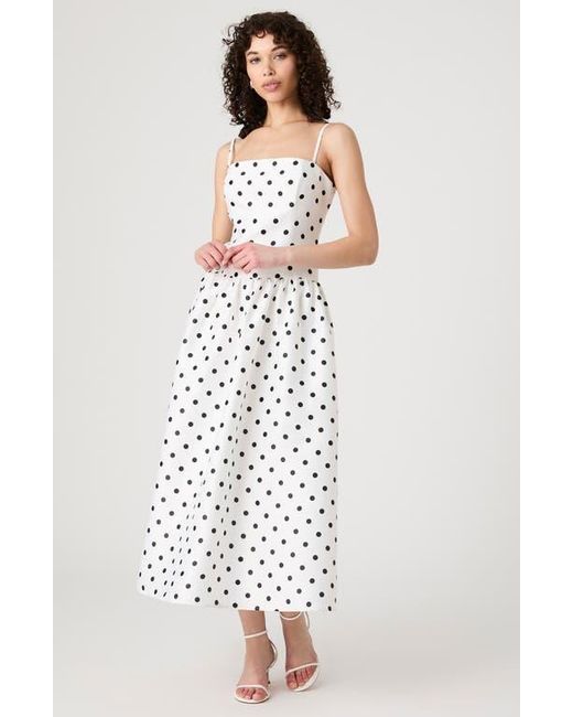 French Connection White Polka Dot Strappy Drop Waist Sundress