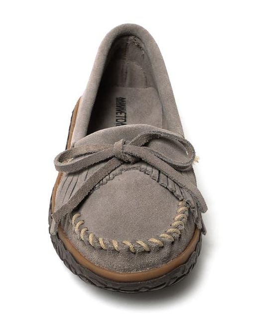 Minnetonka Gray Kilty Tread Slipper