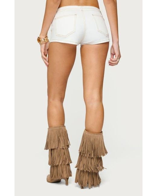Edikted Blue Ciel Belted Low Rise Denim Micro Shorts