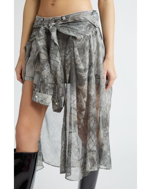 DIESEL Gray Diesel O-jeany Layered Denim Skirt
