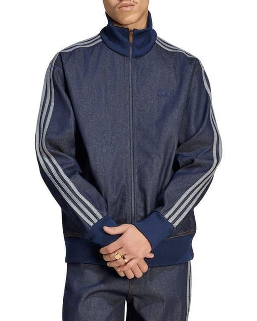 Adidas Blue Denim Track Jacket for men