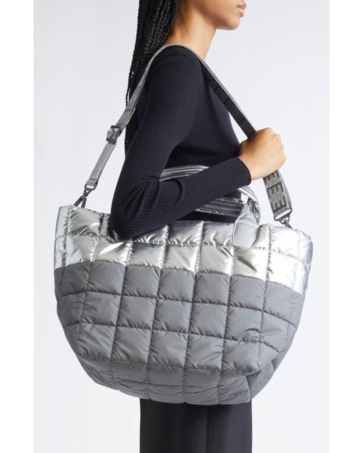 VEE COLLECTIVE Gray Medium Porter Quilted Recycled Nylon Tote