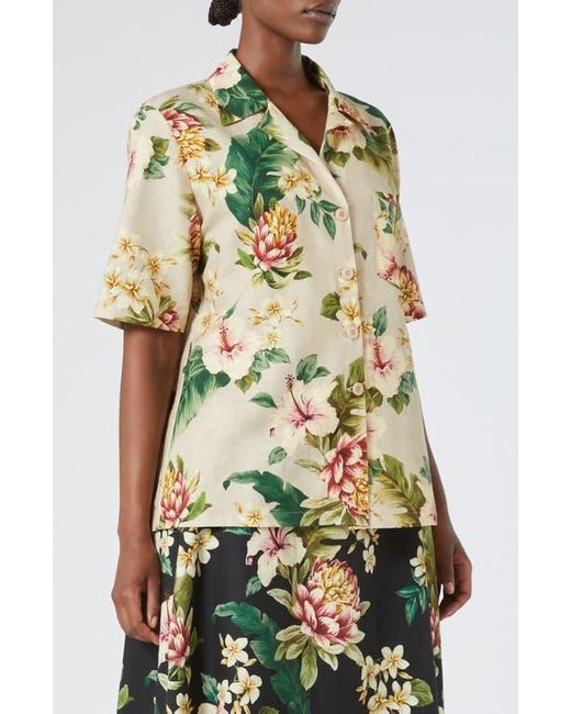 Marina Rinaldi Multicolor Brais Floral Linen & Cotton Button-Up Shirt