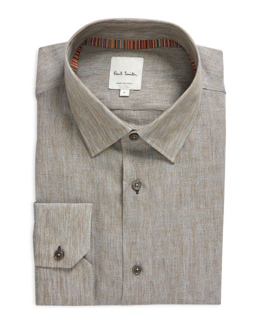 Paul Smith Gray Tailored Fit Linen Dress Shirt for men